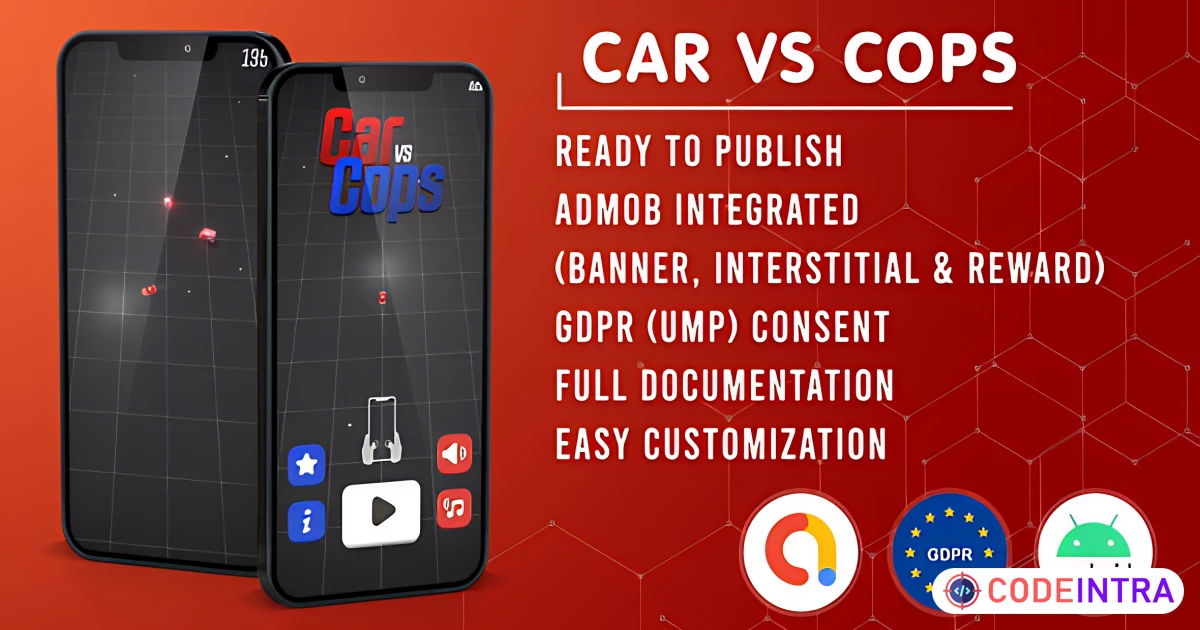 CAR VS COPS 3D | Admob + GDPR | Unity Project - Codeintra