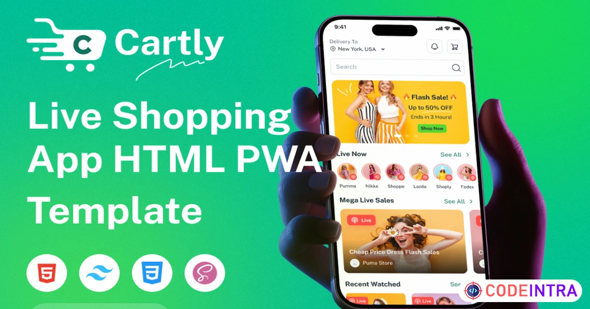 Product featured image Cartly - Live Shpping HTML PWA Template - Codeintra