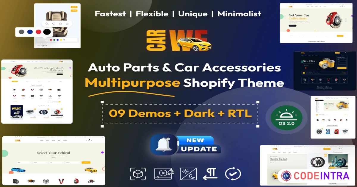 Product featured image Carwe Multipurpose Shopify Theme OS 2.0 - Codeintra
