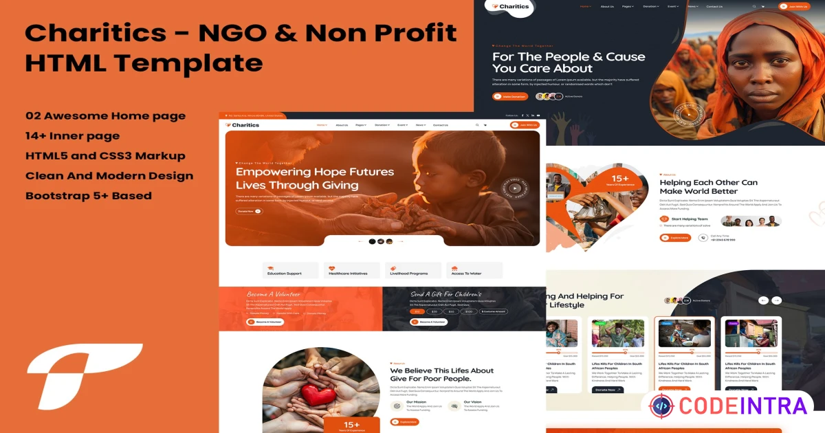 Charitics - NGO & Non Profit HTML Template - Codeintra