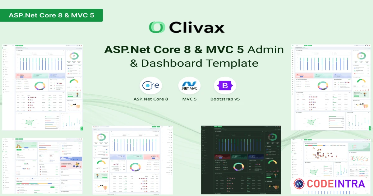 Clivax - ASP.Net & MVC Admin & Dashboard Template - Codeintra