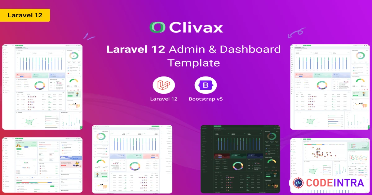 Clivax - Laravel 12 Admin & Dashboard Template - Codeintra
