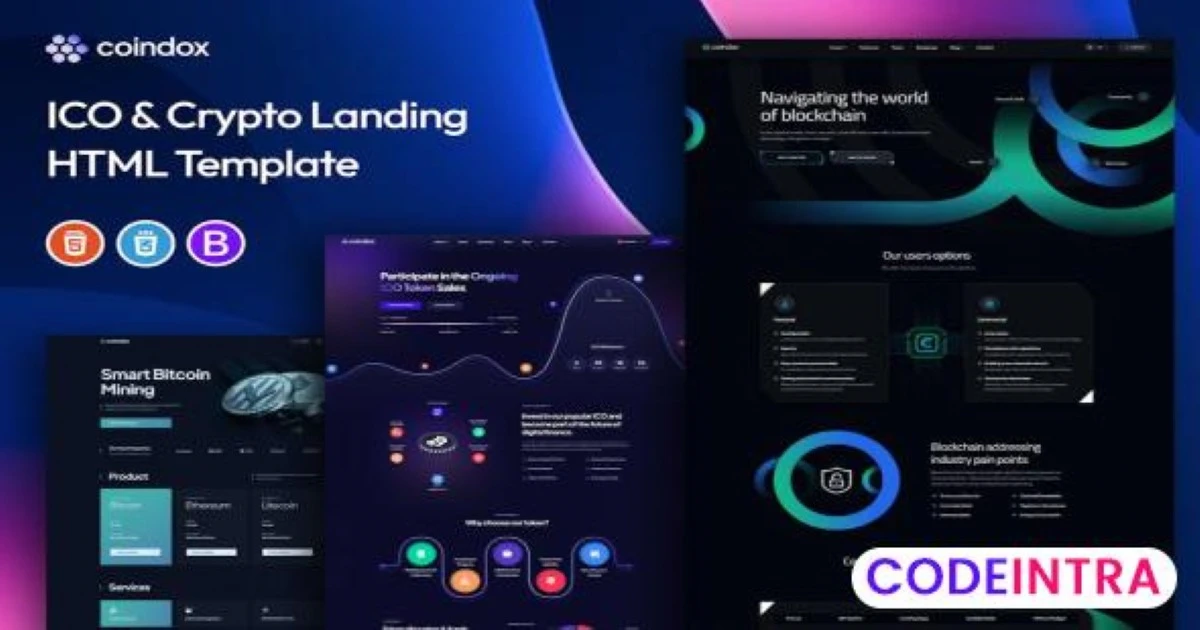 Coindox - ICO & Crypto Landing Page Template - Codeintra