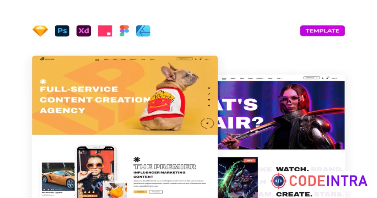 Creative Agency Template in PSD, Sketch, Figma, XD - Codeintra