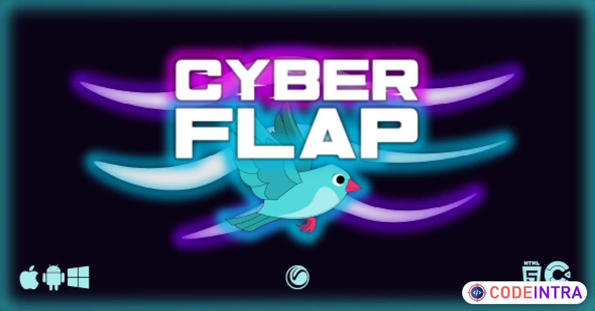 Product featured image Cyber Flap - HTML5 Game Template - Codeintra