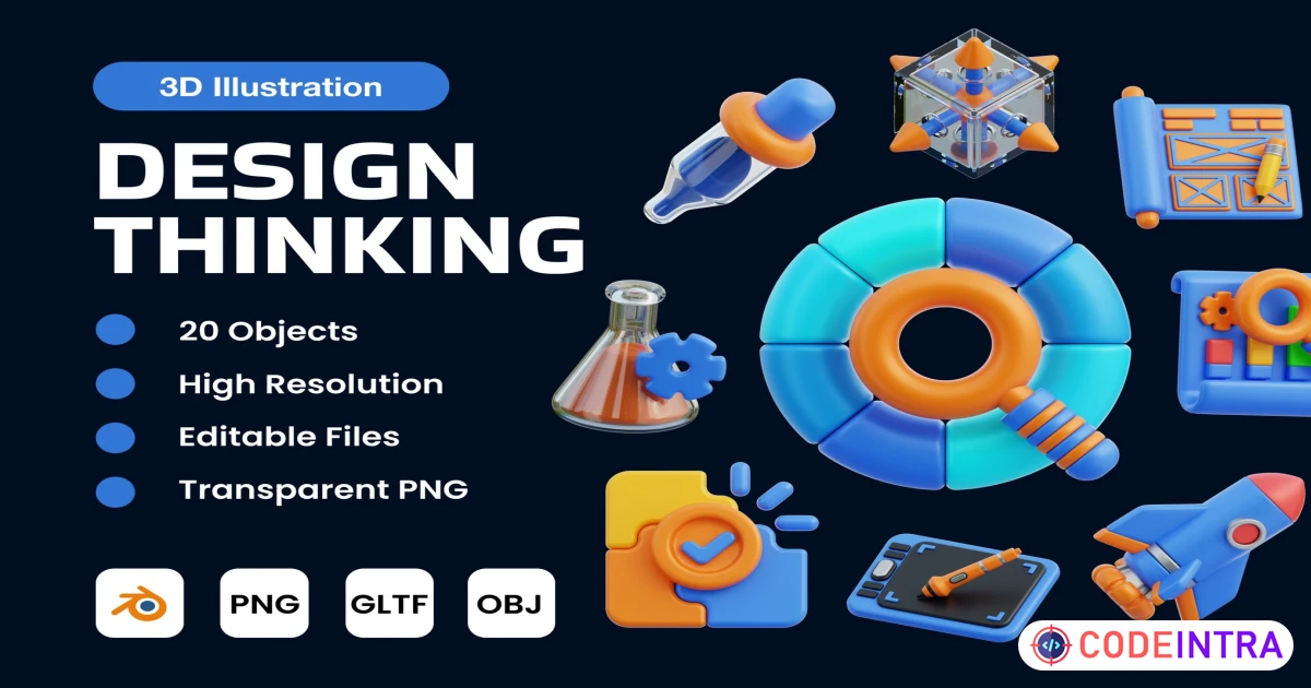 Design Thinking 3D Illustration - Codeintra