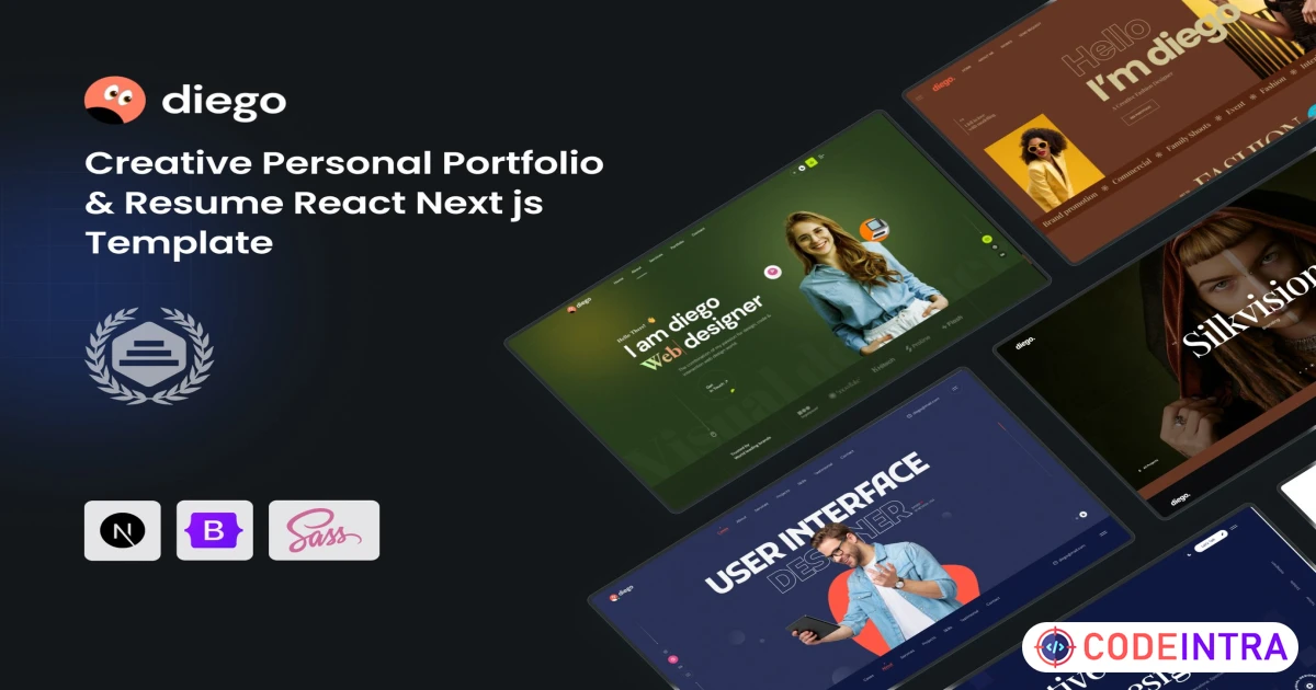 Diego - Creative Portfolio & Resume React Template - Codeintra