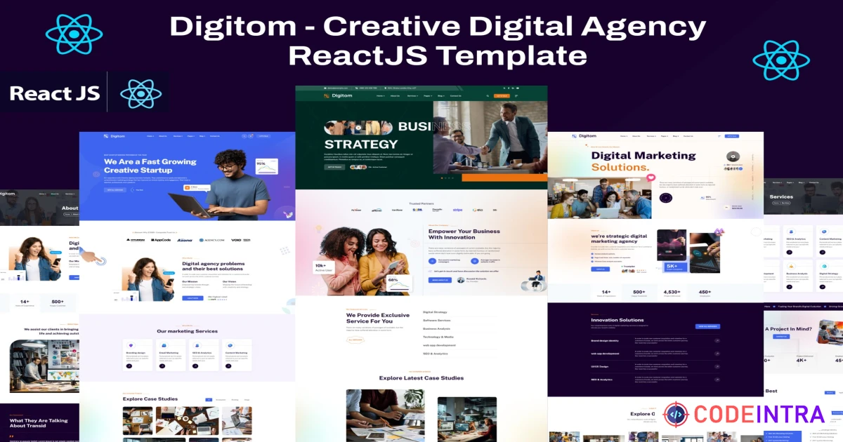 Digitom - Creative Digital Agency ReactJS Template - Codeintra