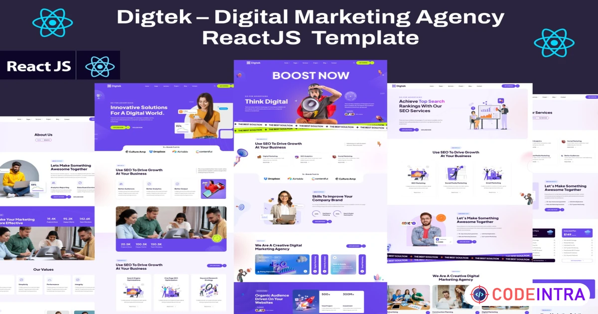 Digtek - Digital Marketing Agency ReactJs Template - Codeintra