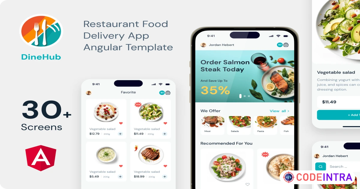 DineHub - Food Delivery Angular App with Backend - Codeintra