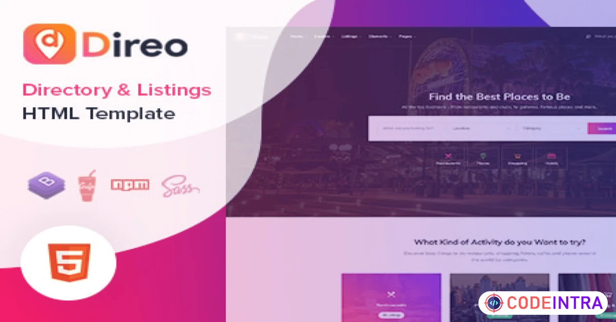 Product featured image Direo - Responsive Directory HTML Template - Codeintra