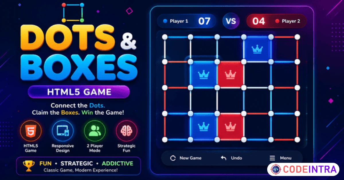 Product featured image Dots & Boxes | HTML5 Strategy Puzzle Game - Codeintra