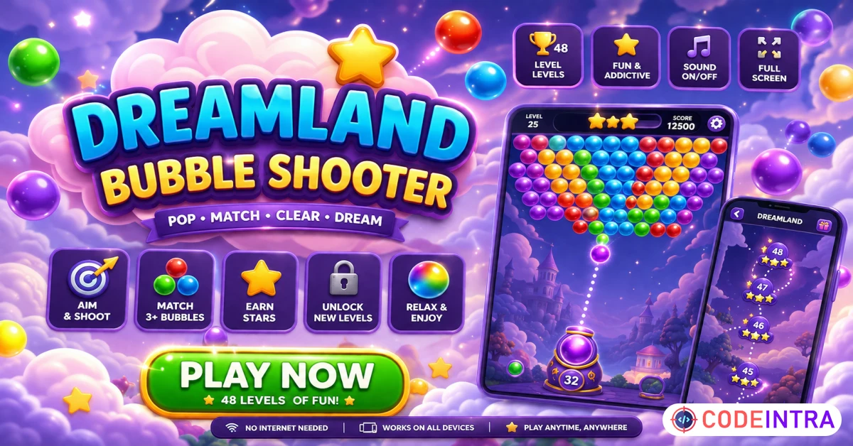 Product featured image Dreamland - Bubble Shooter - Codeintra