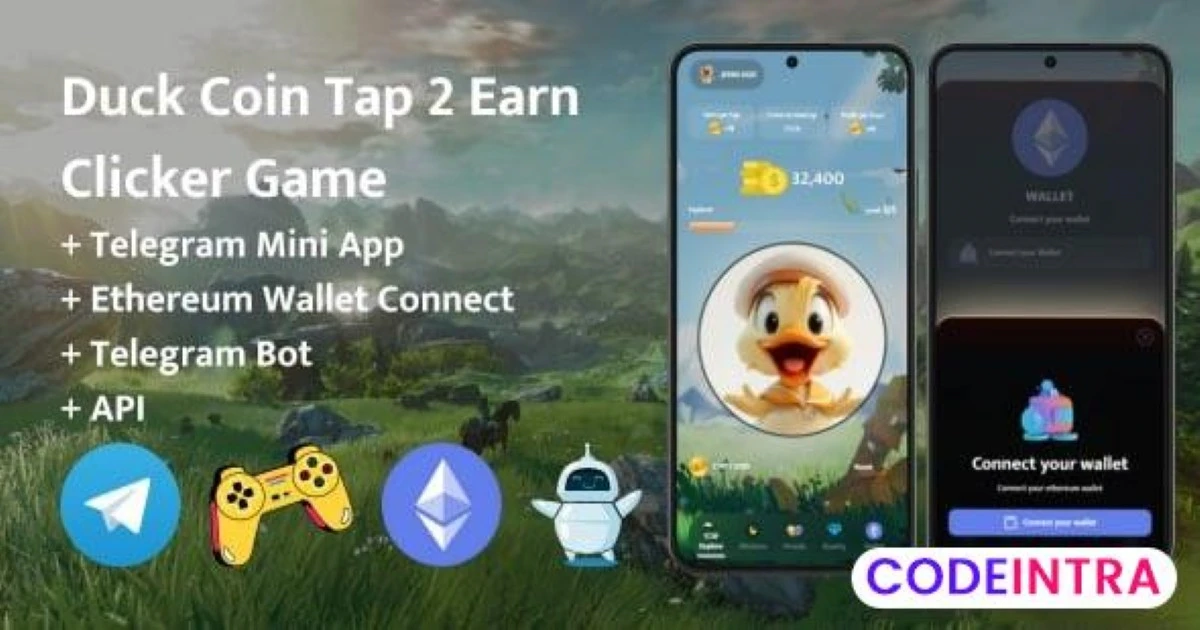 Duck Coin Tap-2-Earn Clicker Game With Telegram Mi - Codeintra