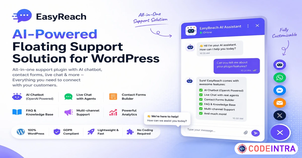 Product featured image EasyReach – AI-Powered Chat Support Solution - Codeintra