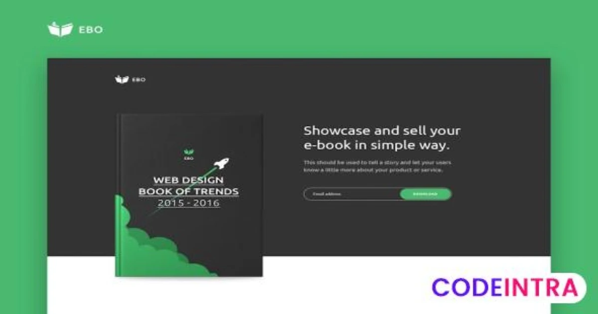 Ebo - Ebook Landing Page HTML Template - Codeintra