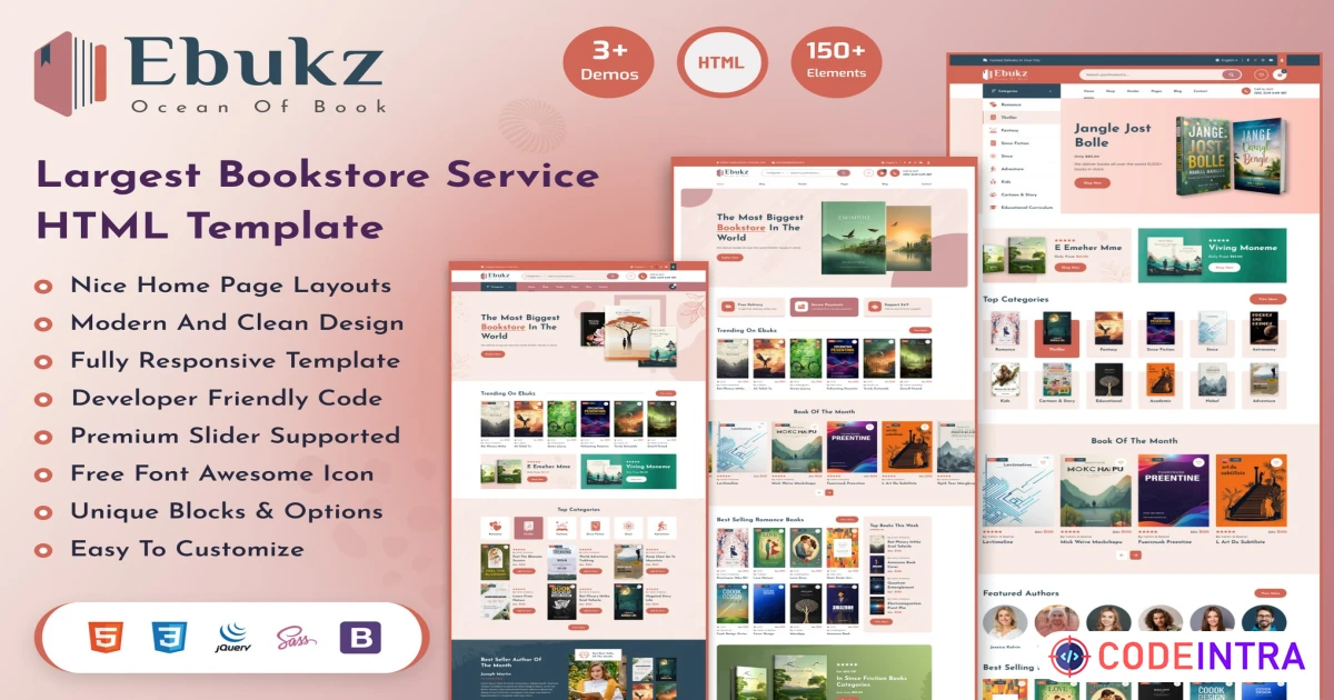 Product featured image Ebukz - eBooks & Reading Shop HTML Template - Codeintra