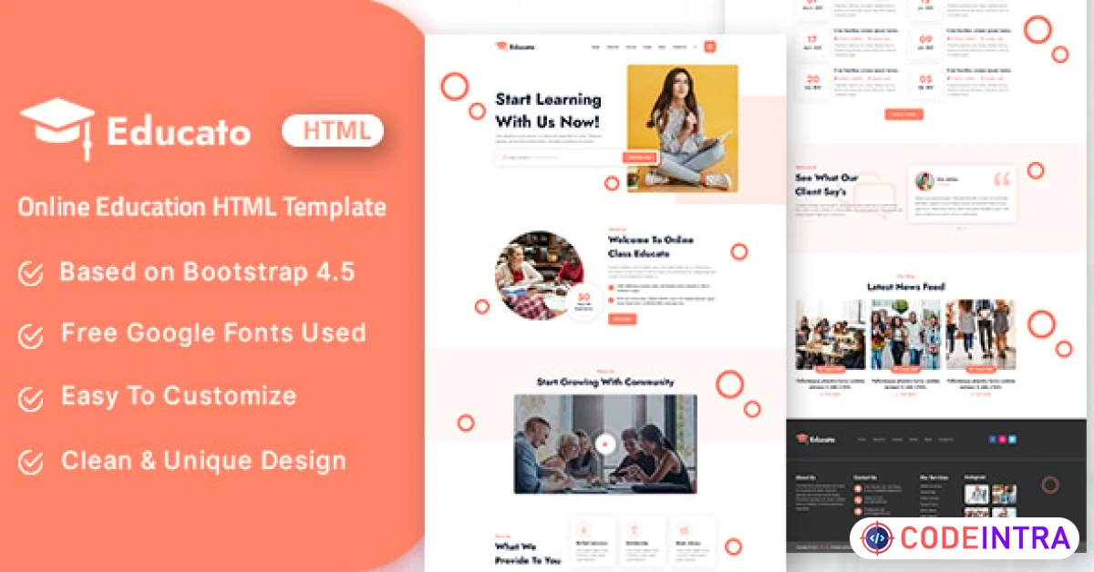 Product featured image Educato - Online Education HTML Template - Codeintra