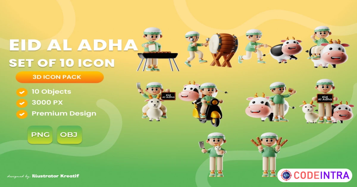 Eid Al Adha Character Boy - in  PNG & OBJ 3000PX - Codeintra
