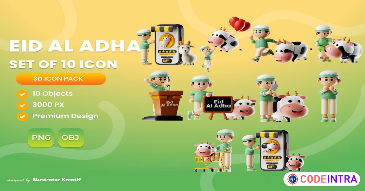 Eid Al Adha Character in  PNG & OBJ 3000PX - Codeintra