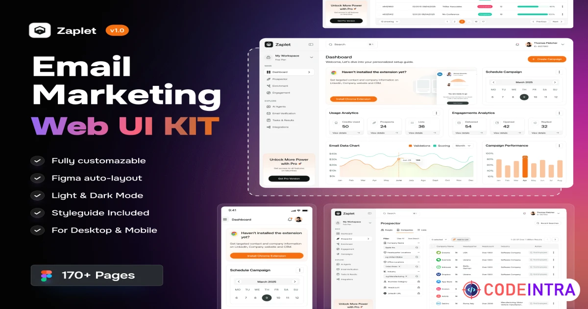 Email Marketing Web App UI Kit - Figma Resources - Codeintra