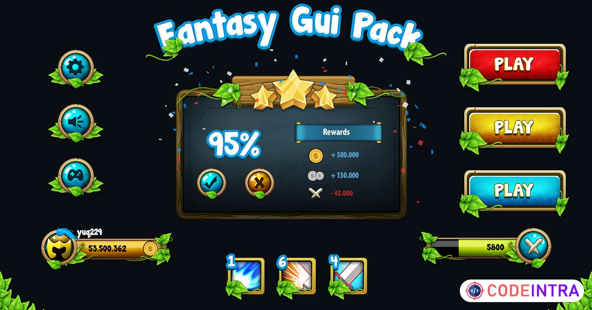 Fantasy Gui Pack | 2D GUI | Unity Assets - Codeintra
