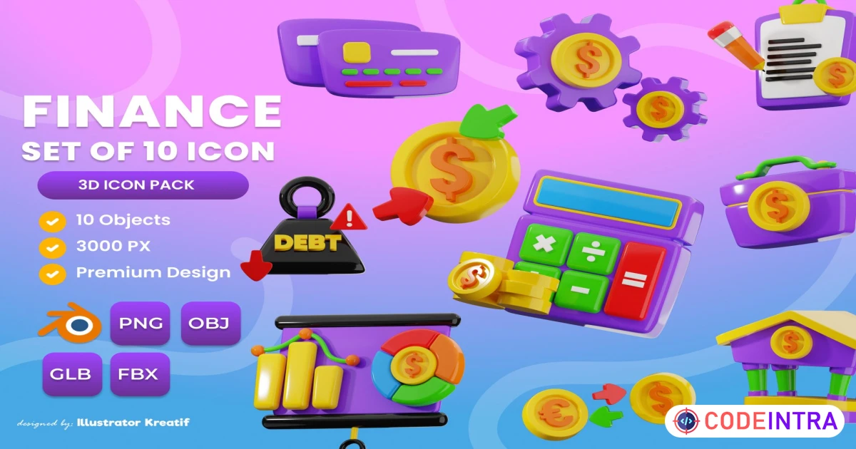 Finance 3d Icon PNG - OBJ - GLB - FBX Premium Design Icons - Codeintra