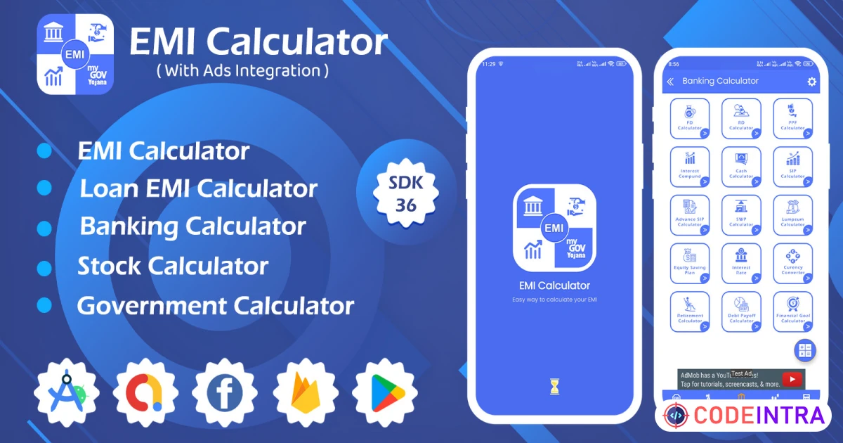 Product featured image Finance Calculator & EMI Calculator - Android Studio App - Codeintra