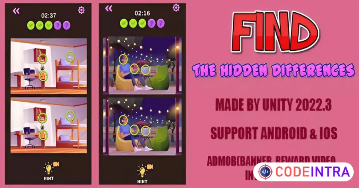 Find The Hidden Differences Unity Full Game Template - Codeintra