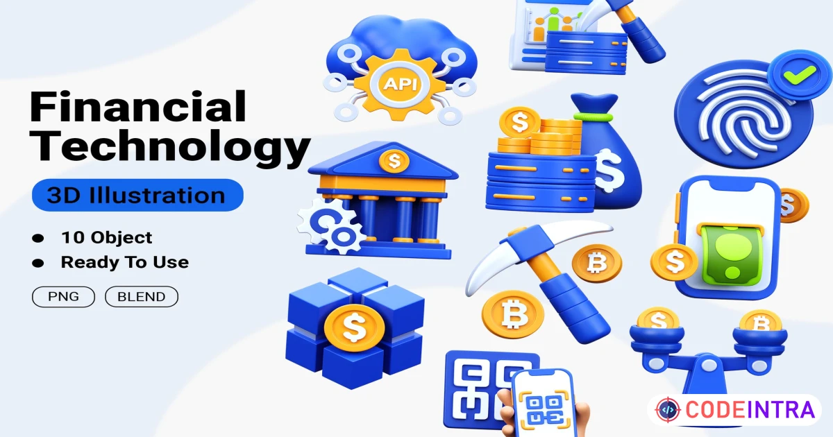 Fintech 3D Icon Illustration - Codeintra