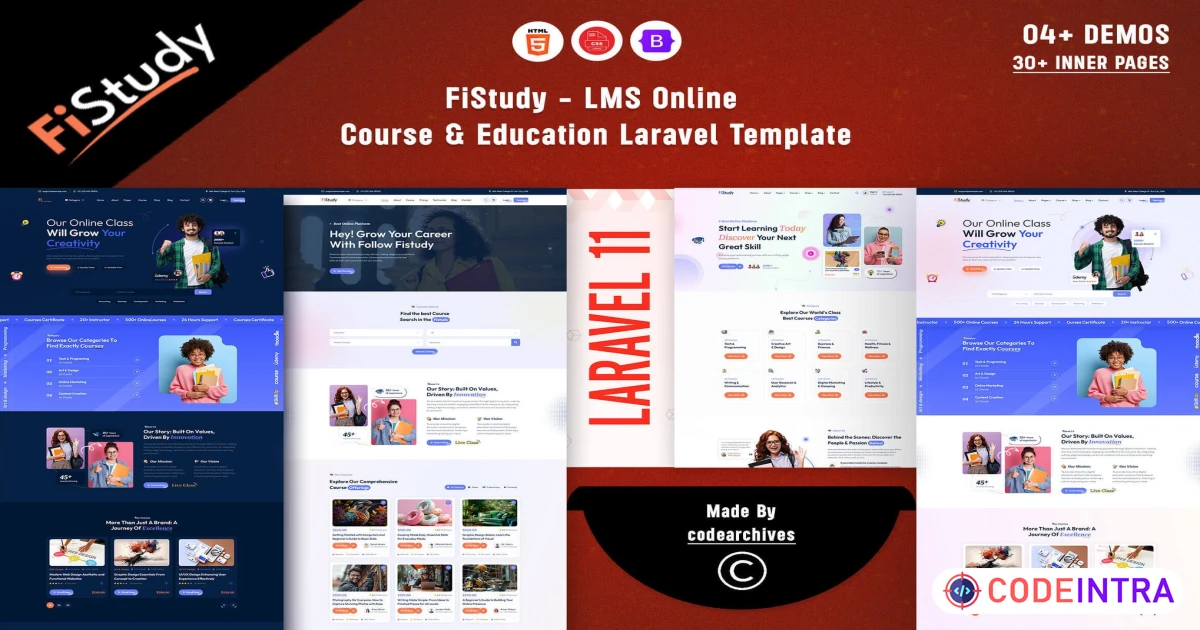 FiStudy - LMS Course & Education Laravel Template - Codeintra