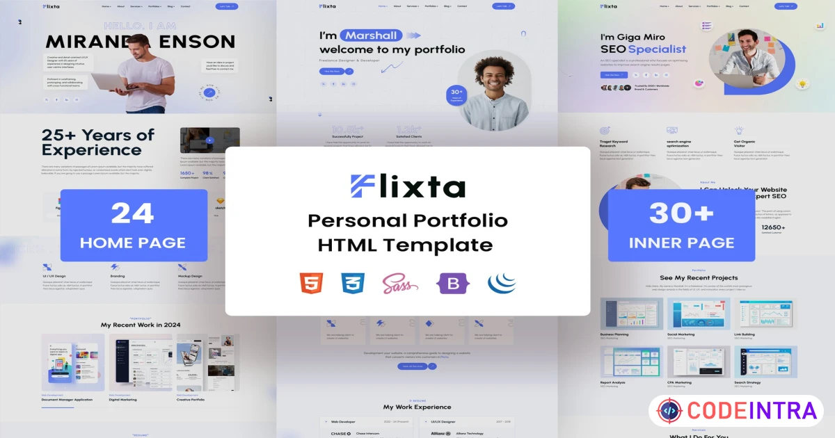 Flixta - Personal Portfolio HTML Template - Codeintra