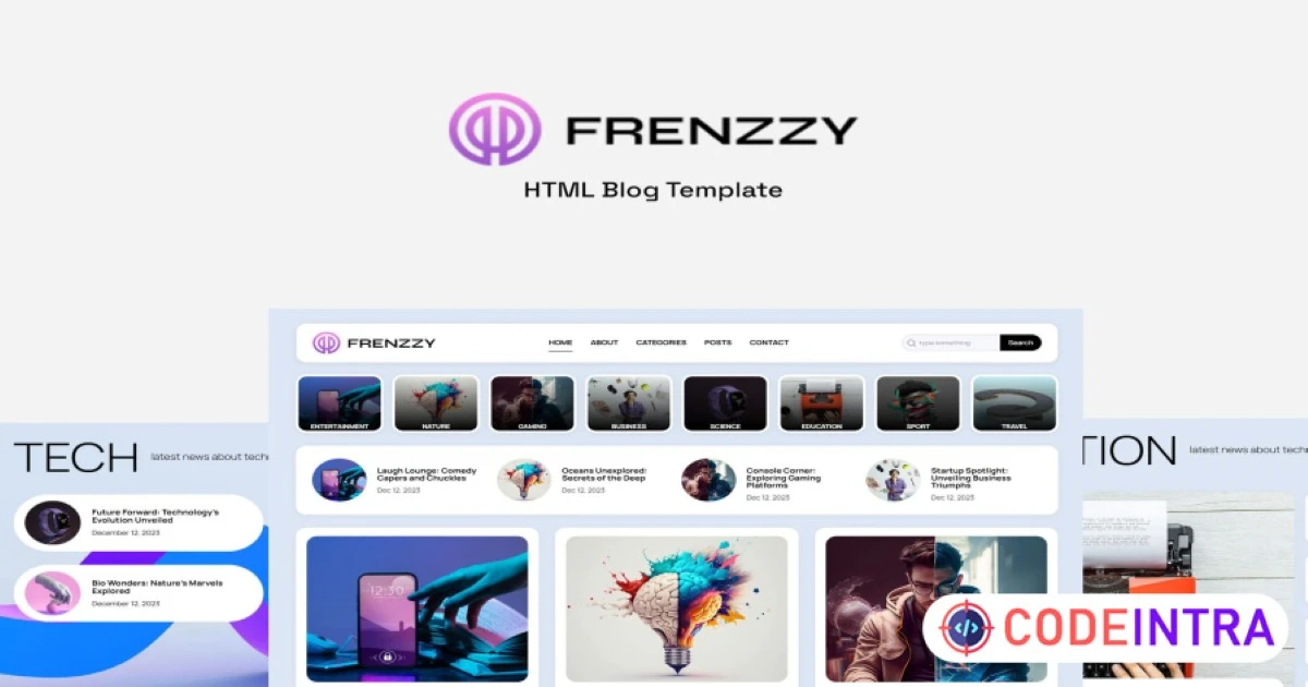 Frenzzy - Blog HTML Template - Unique Design - Codeintra