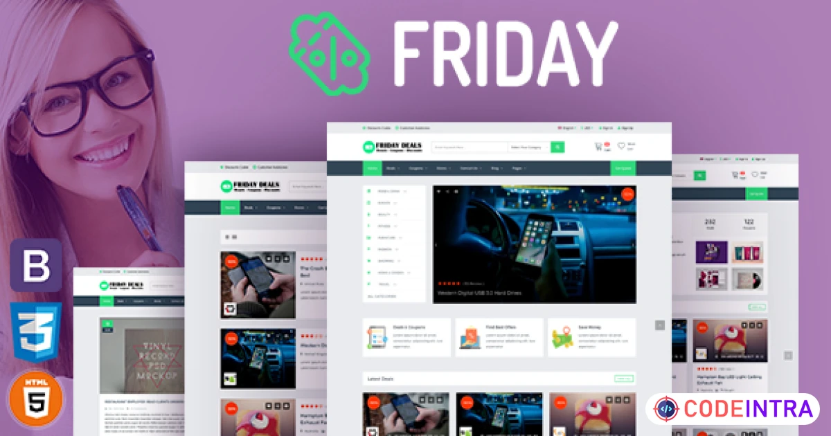 FRIDAY – Coupons, Deals, Discounts & Promo Codes Template RTL Supprt - Codeintra