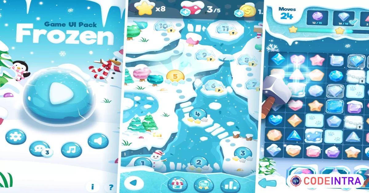 Frozen GUI Pack | 2D GUI | Unity Assets Download - Codeintra