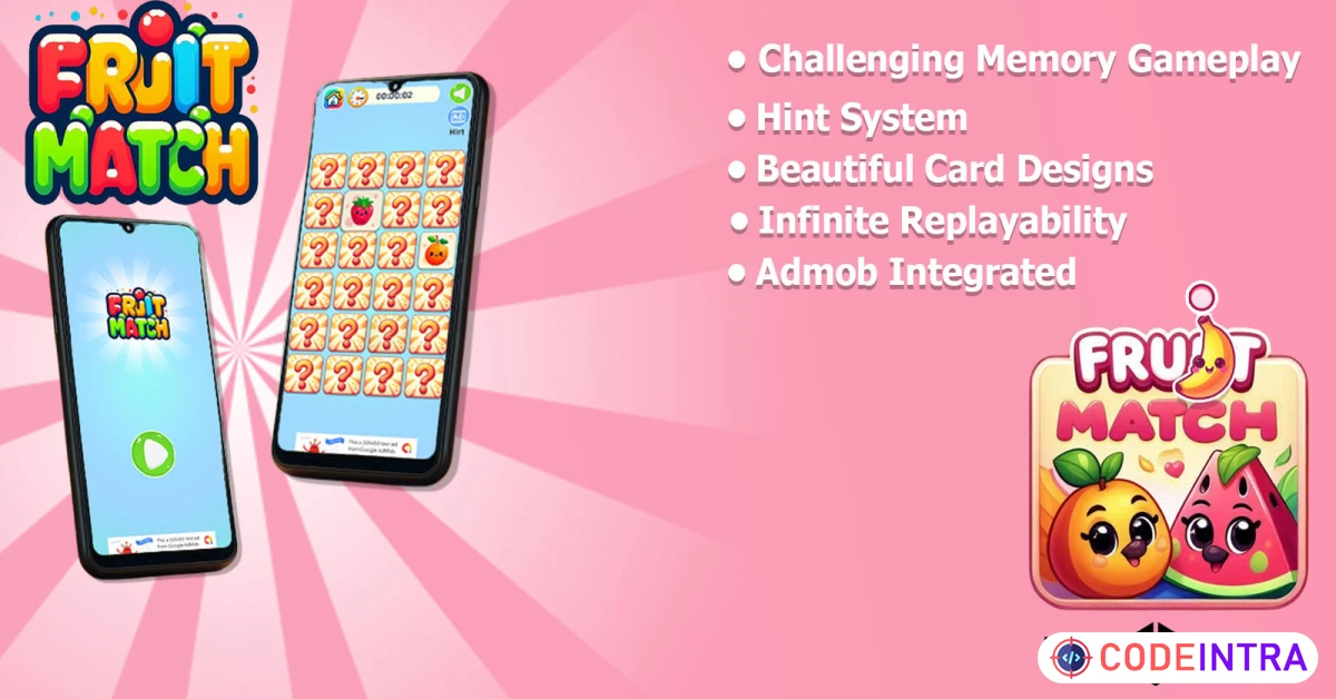 Product featured image Fruit Match - Memory Challenge - Puzzle Game - Codeintra