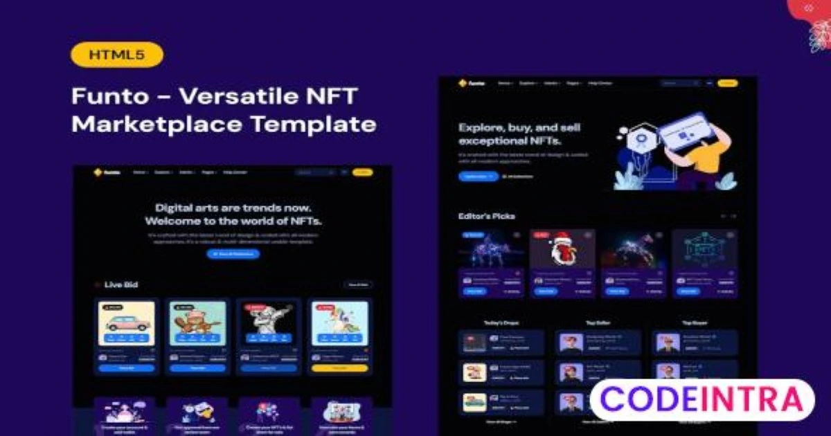 Funto - HTML NFT Marketplace - Codeintra