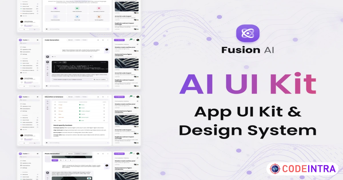Fusion AI UI Kit - Figma Resources - Codeintra