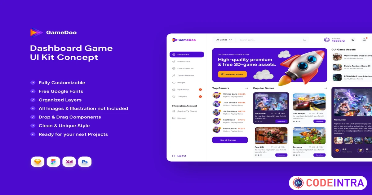 GameDoo - Dashboard Game UI Kit Concept - Codeintra