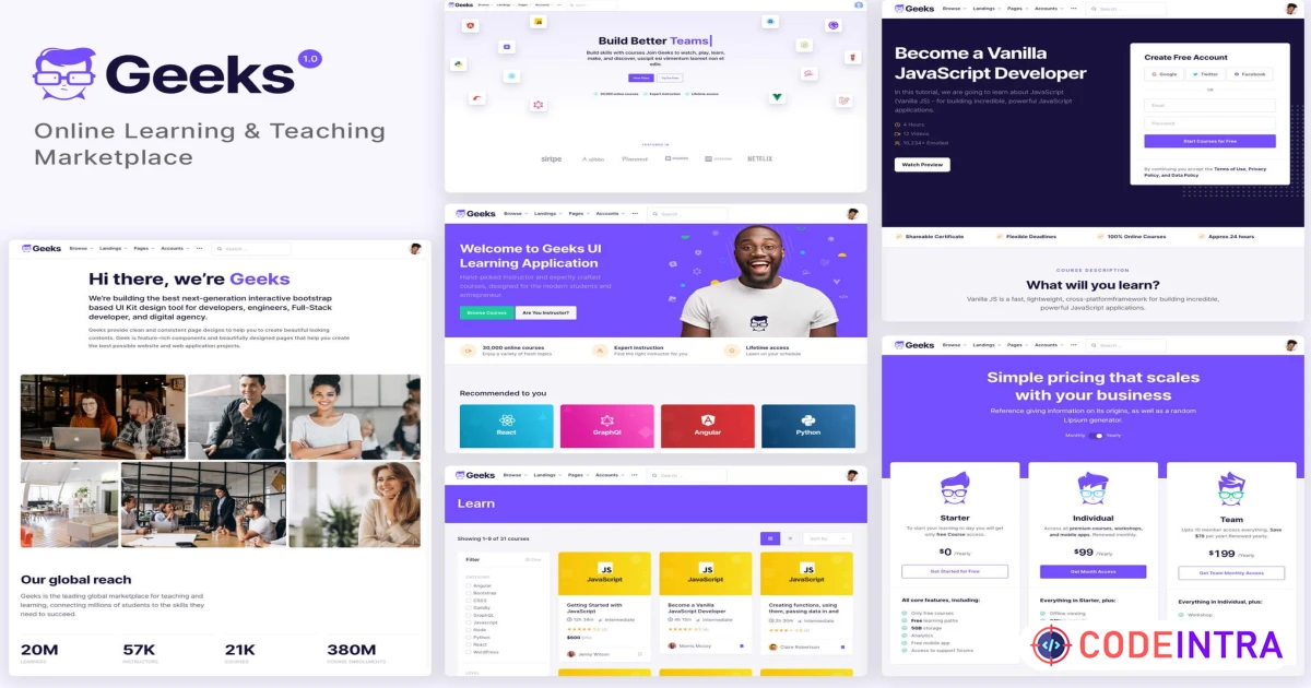 Geeks - Online Learning Marketplace WordPress Them - Codeintra