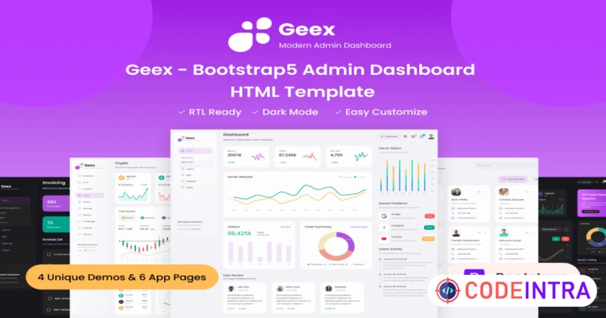 Geex - Bootstrap5 Admin Dashboard HTML Template - Codeintra