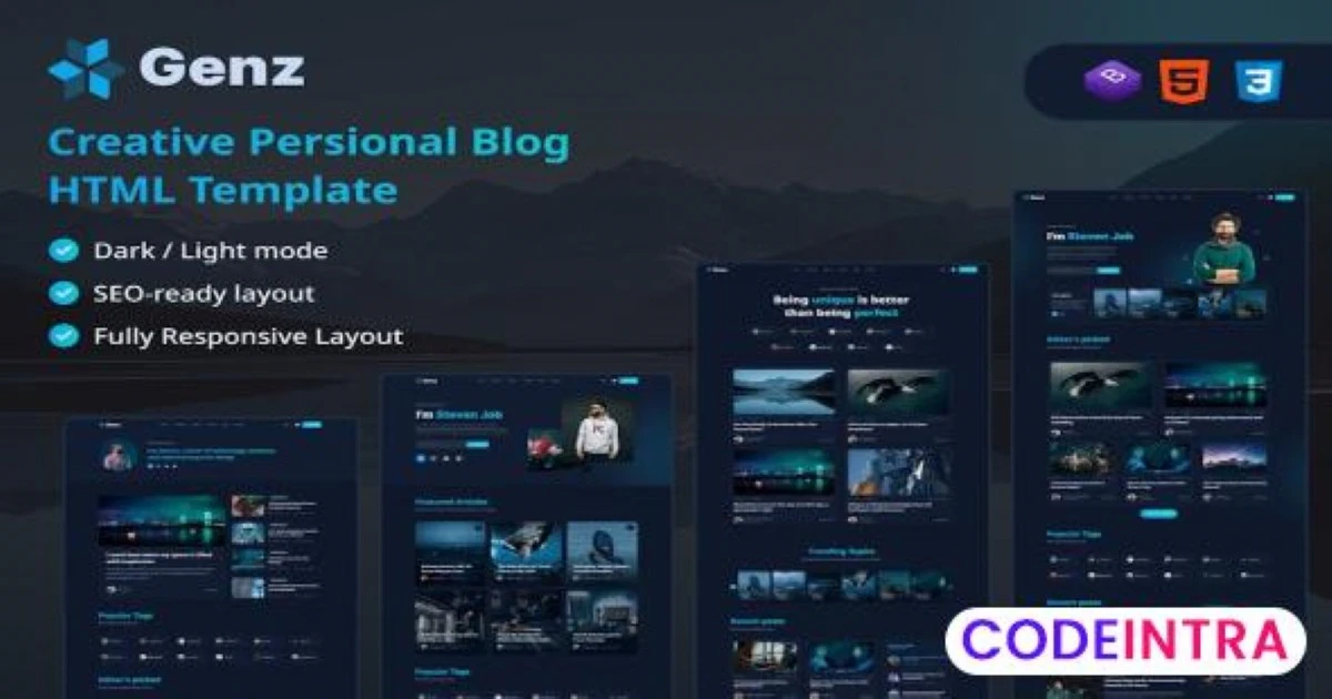 Genz - Creative Personal Blog / Portfolio HTML - Codeintra