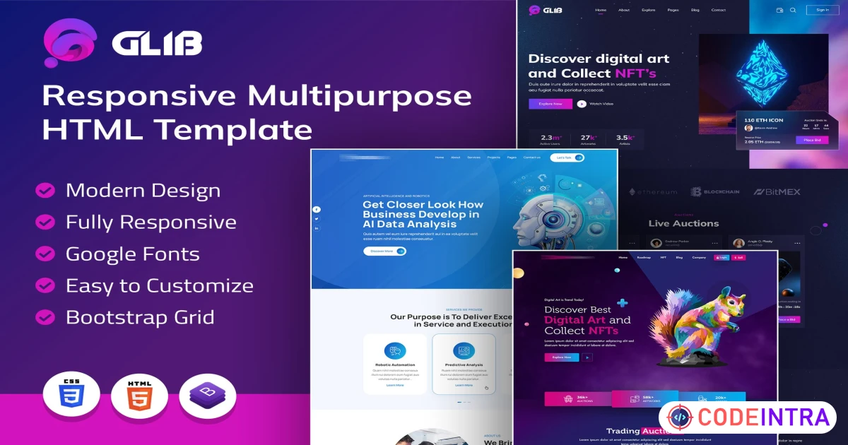 Glib | Responsive Multipurpose HTML Template - Codeintra