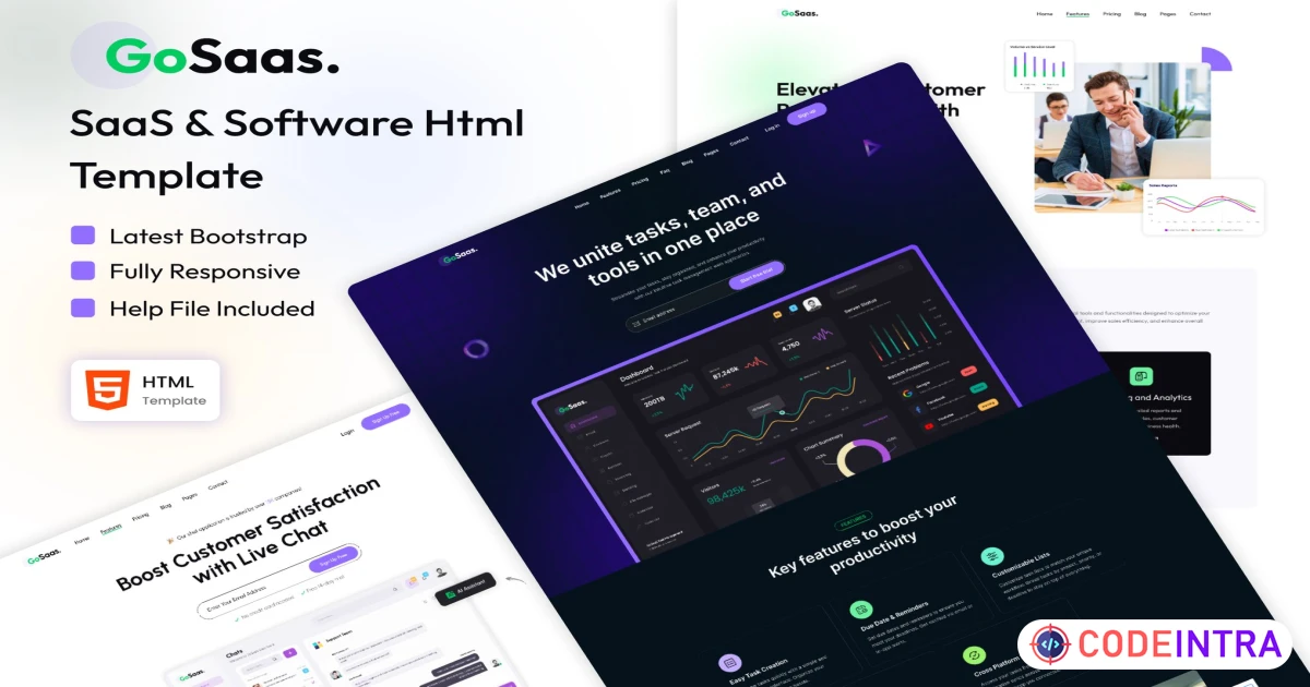 Gosaas - SaaS & Software Startup Template - Codeintra