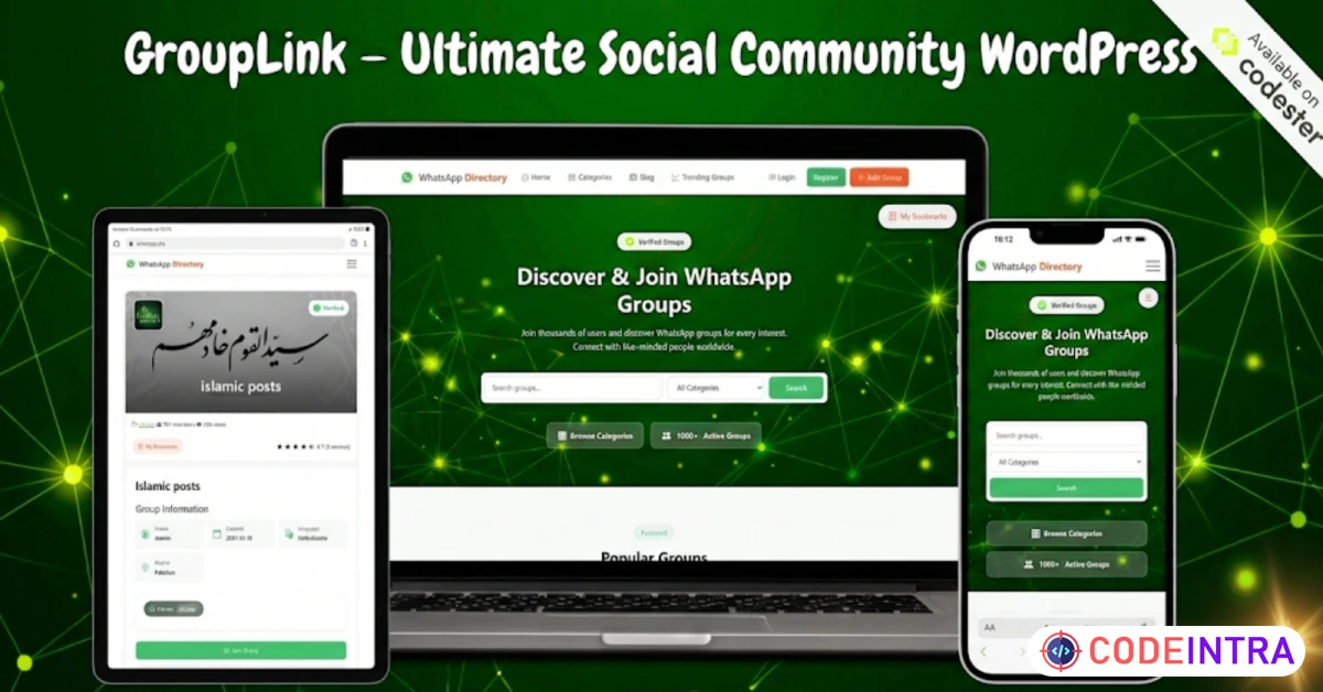 Product featured image GroupLink – Ultimate Social Community WordPress
 - Codeintra