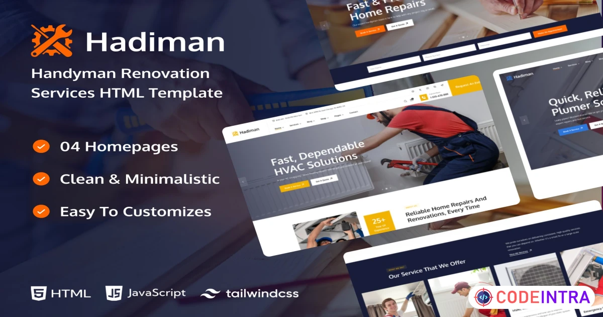 Product featured image Hadiman - Handyman Renovation Services HTML - Codeintra