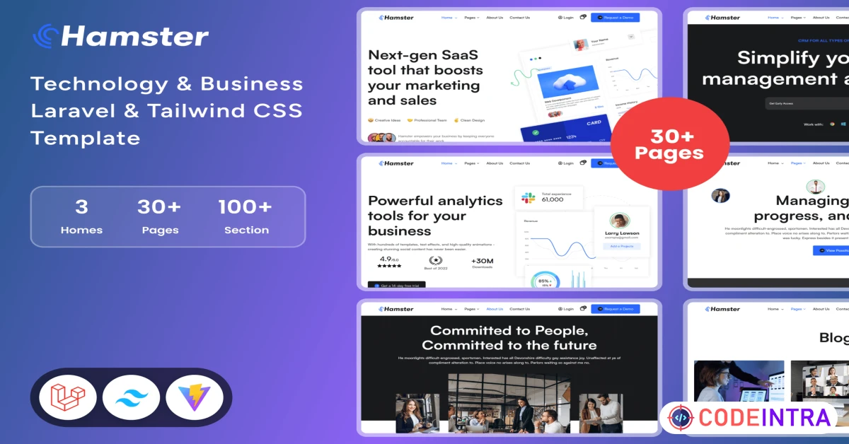 Product featured image Hamster - AI SaaS Website Laravel & Tailwind CSS - Codeintra