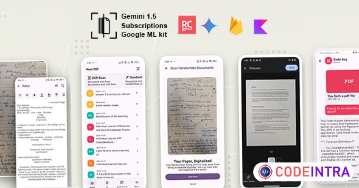 Handwritten Notes/Documents OCR Scanner & PDF Creator/Editor - Codeintra