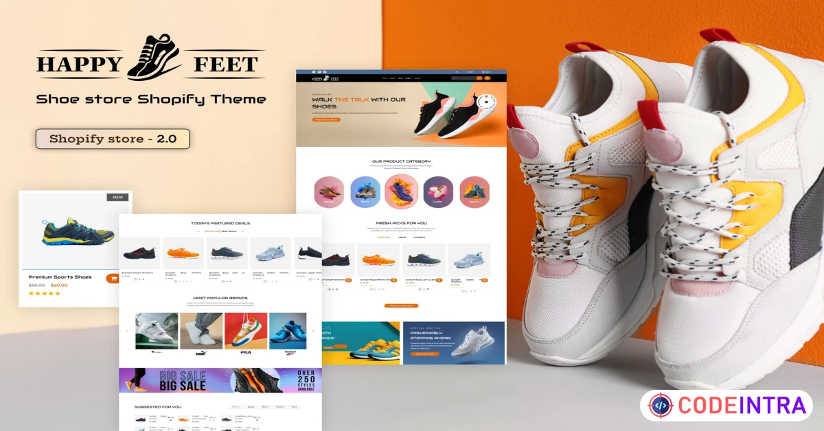 Product featured image HappyFeet - Footwear Shoes Shopify Theme - Codeintra