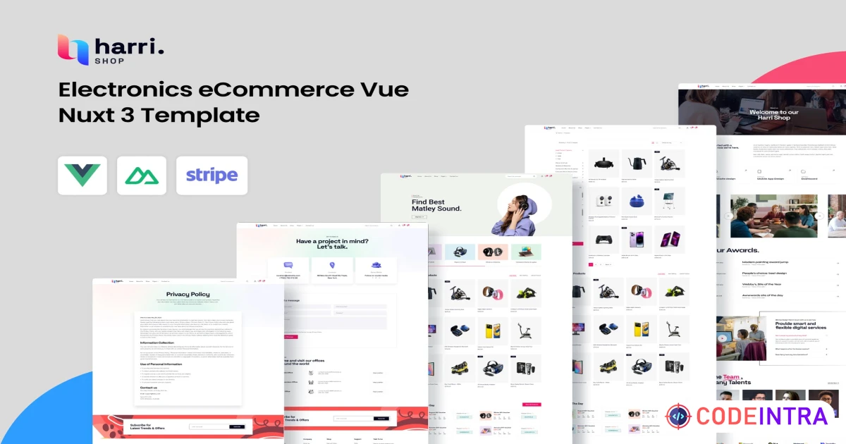 Harri – Electronics eCommerce Vue Nuxt 3 Template - Codeintra